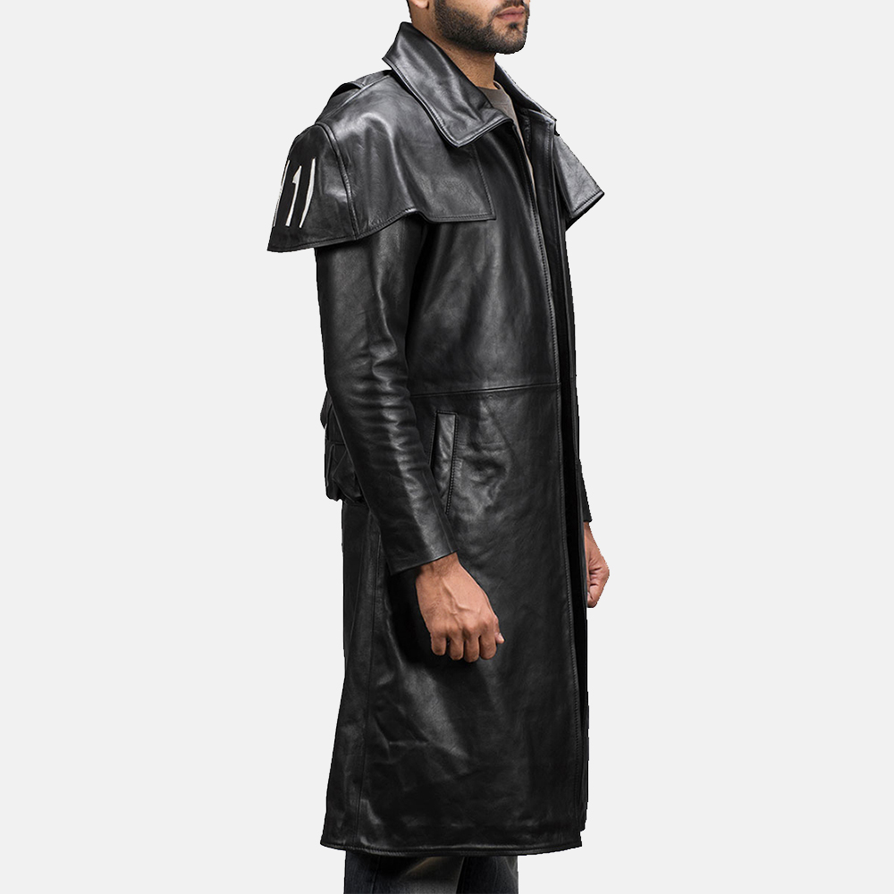 Mens Black Leather Duster Made Of Premium Cowhide Leather